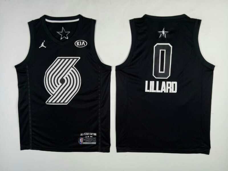 Men Portland Trail Blazers 0 Lillard Black 2108 All Stars NBA Jerseys